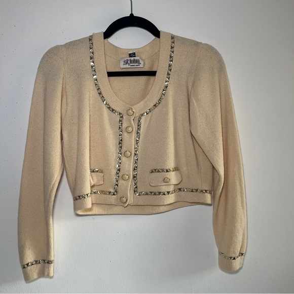 St. John gem studded cardigan sweater top - cropped Size 4 - Picture 1 of 11